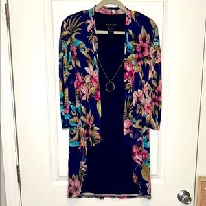 Stella & Julie Floral Mini Dress - Blue and Pink with Removable Necklace NWOT